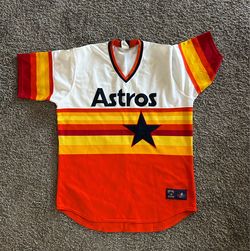 Vintage Oversized Houston Astros Rainbow Stripe Jersey Authentic Stitched Y2K