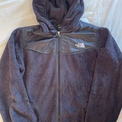 Girls black North Face hooded fleece zip up jacket $25 size XL 18