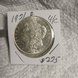 1921 D Uncirculated Morgan Silver Dollar $225