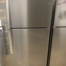 Whirlpool 33” Top Freezer Fridge Stainless Steel Working Perfectly 4 Months Warranty 