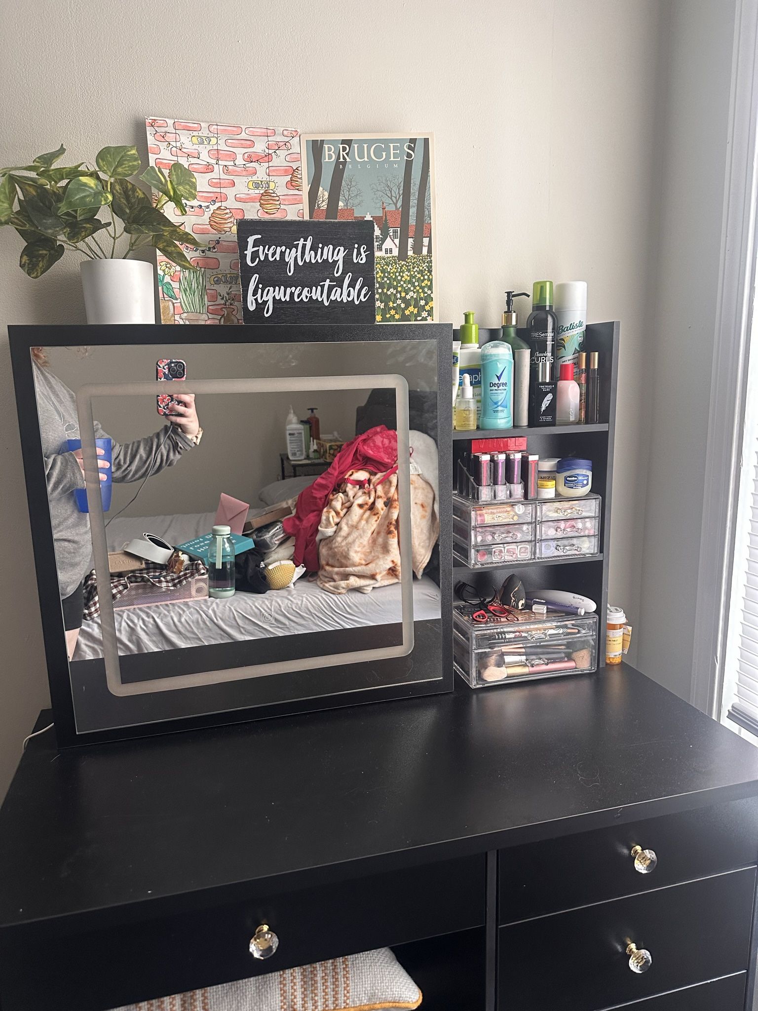 Vanity Makeup Desk With Lighted Mirror, Tons Of Storage, And Stool