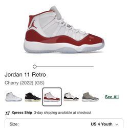 Retro Jordans 11 Cherry 4y