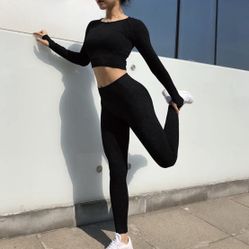 Black Long sleeve Gym Set 