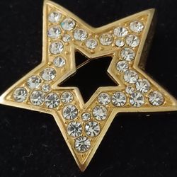 Vtg.Gold Plate Cz STAR Pin