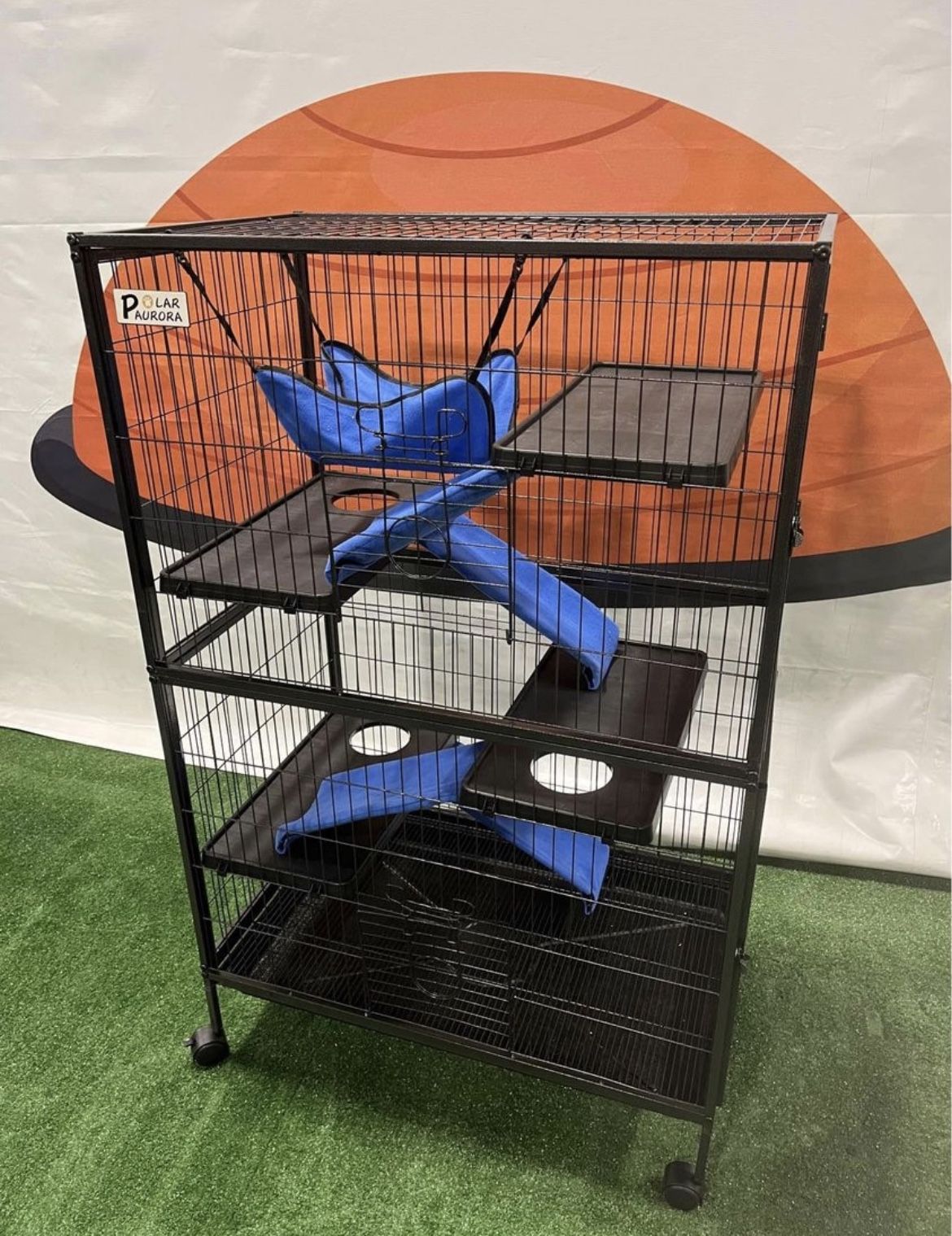 Brand New 4 Tier 45” Steel Small Animal Cage Kit for Guinea Pigs, Ferret, Bunny with Wheels, Brakes, Hammock, 4 Platforms, Removable Tray and Ladder w