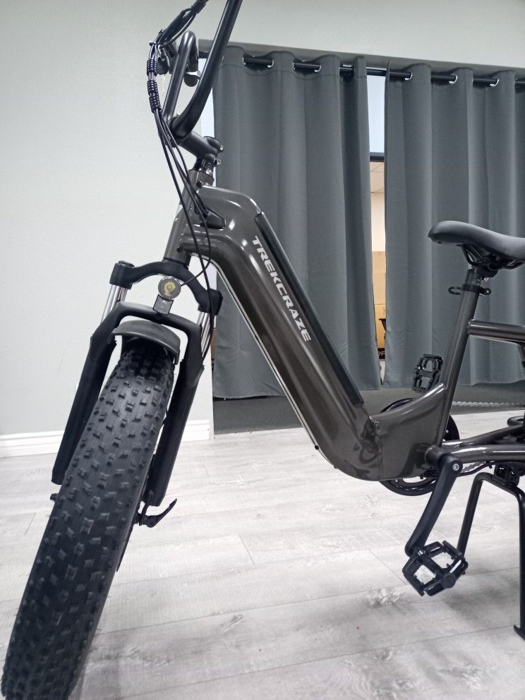 TrekCraze T240 Cargo Electric Bike – Gray Commuter And Carrier!