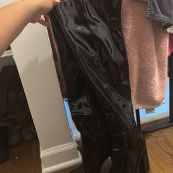 Above Knee Black Leather Boots