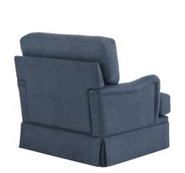 lue bona Blue Fabric 360 Degree Swivel Armchair