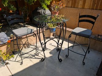 Wrought Iron High Bar Chair Bistro Patio Set