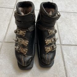 Henke Leather Ski Boots & Vintage Wood Skis