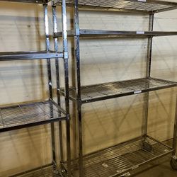 2 Commercial-Grade Metal Wire Shelving Unit On Caster Wheels W/Adjustable Shelves. Still In Very Good Condition(See & Click On Pictures) $89 Each