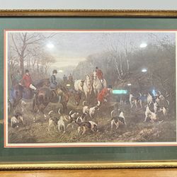 Framed “Heywood Hardy Fox Hunt Scene” – 34”x26.5” Vintage English Equestriany Print