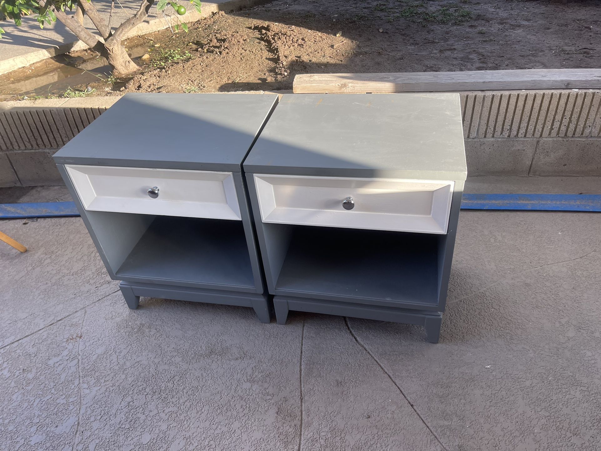 Gray And White End Tables/Night Stands