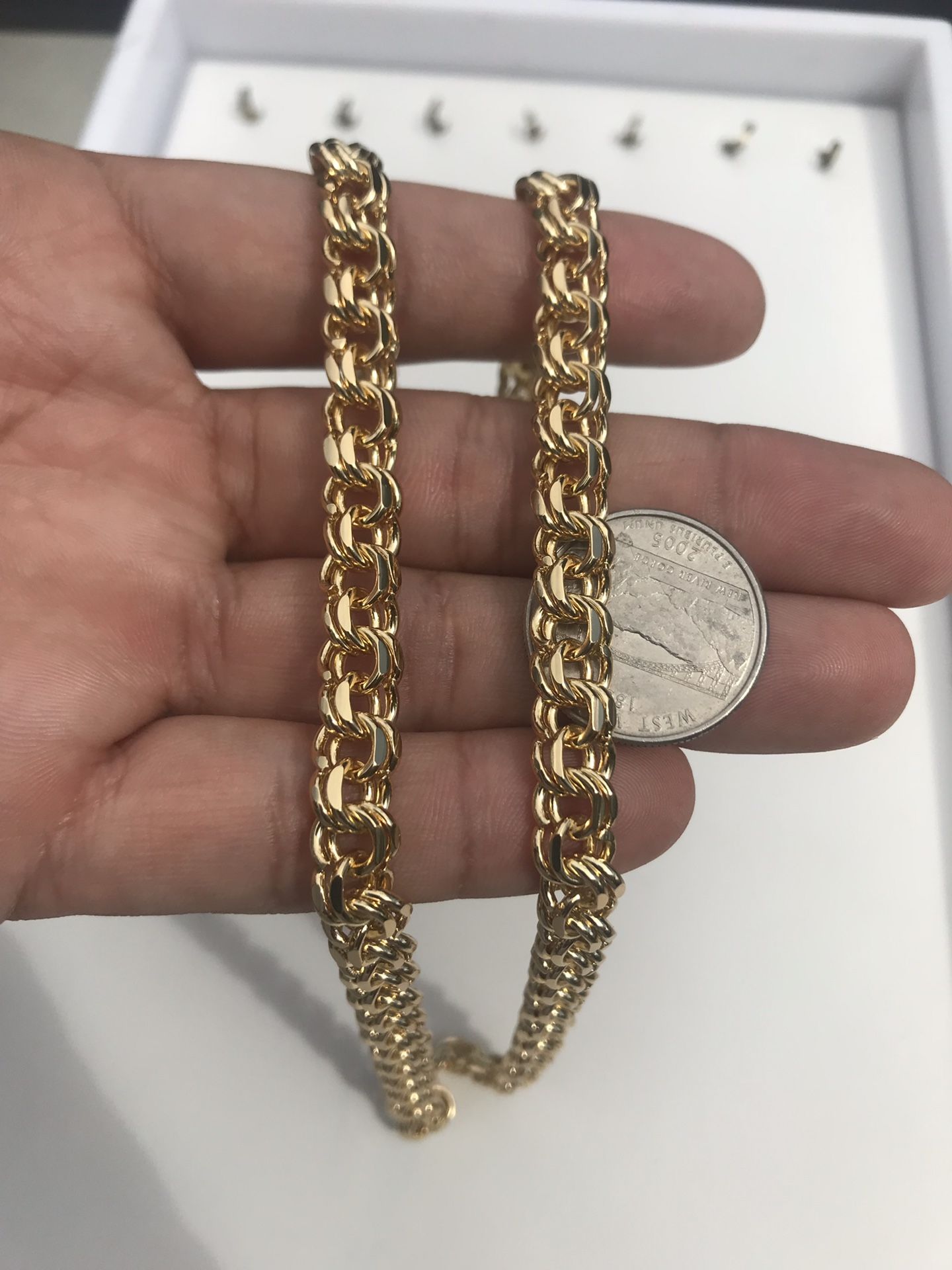 14k gold filled Tejido chino link chain