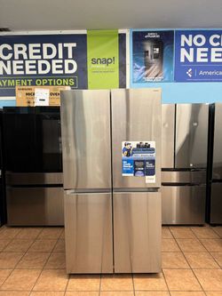 Samsung 23 cu. ft. Counter Depth 4-Door French Door Refrigerator with Beverage Center