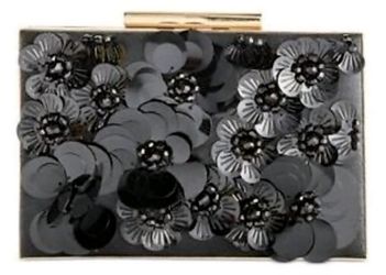 INC Adlee Clutch Black Floral Embellished Crossbody NWT
