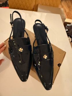 ✨ Women’s Deep Navy Patent Slingback Flats – Size 8.5 | New in Box