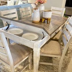 Skempton White/Light Brown Dining Room Set Ashley / Table and Chairs