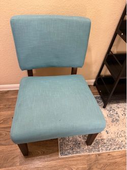 Turquoise Fabric Slipper Chair - Modern Accent Chair with Espresso Legs