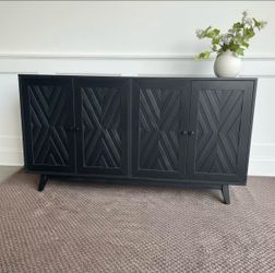 Black Wood Sideboard w/ Chevron Doors - Free Delivery 🚚