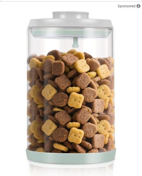 Airtight Container 2.2Qt/2L, Glass Food Jar with One-Touch Lid for Dog or Cat Treats, Kibble, Snacks – Pantry Storage Canister for Kitchen or Countert
