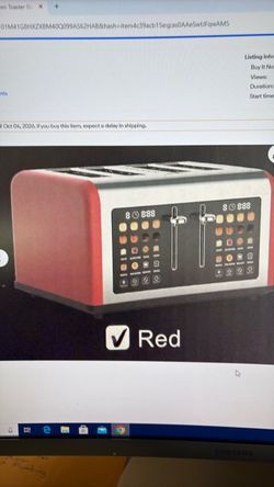 4 Slice Touch Screen Red Stainless Steel Toaster.