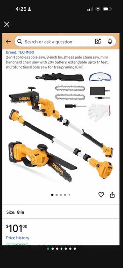 2-in-1 cordless pole saw, 8-inch brushless pole chain saw, mini handheld chain saw with 20v battery, extendable up to 17 feet, multifunctional pole sa