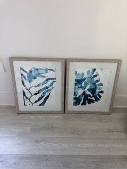 Blue abstract painting and frames 24x28