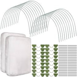 Woanger 2 Pack Garden Mesh Netting Kit Plant Cover with 100 Garden Hoops 72 Clips 80 Connectors Ultra Fine Mesh Netting Protection for Plant Vegetable