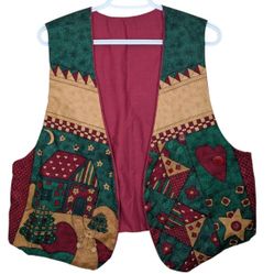 Vintage Handmade Unisex Grandma Grandpa Christmas Vest