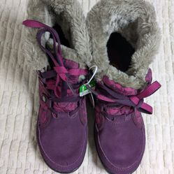 Columbia Snow Boots Purple Print Size 5.5 Omni Heat Thermal Reflecive Girls Kids