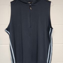Women's Navy and White Striped Sleeveless 1X Hoodie 