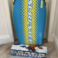 Surfster J3 Inflatable Surf Body Boogie Board Yellow Blue No Pump