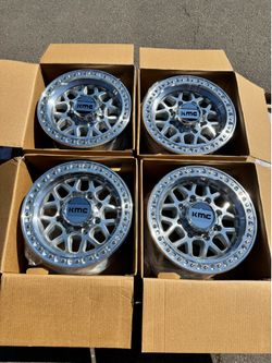 Brand New KMC GRS “549” Machined 17” Off-Road Wheels for 8 Lug GM 8x180 and 8x170 Ford Trucks