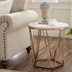 Champagne With Faux Round Coffee Table/end Table