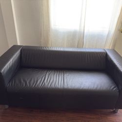 Black Leather ikea Couch 