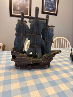 Aquarium Sunken Pirate Ship Decoration Large 17”H x 15” L X 5” D
