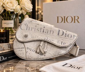 Christian Dior “Newspaper” Saddle Satchel Bag White/Grey — Limited Edition (2019)