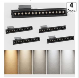 6001: New 4-Pack LED Linear Recessed Spotlight, 15W Aluminum Recessed Grille Spotlight with Junction Box, Dimable Downlight 5 CCT 3000K-6500K, TRIAC D