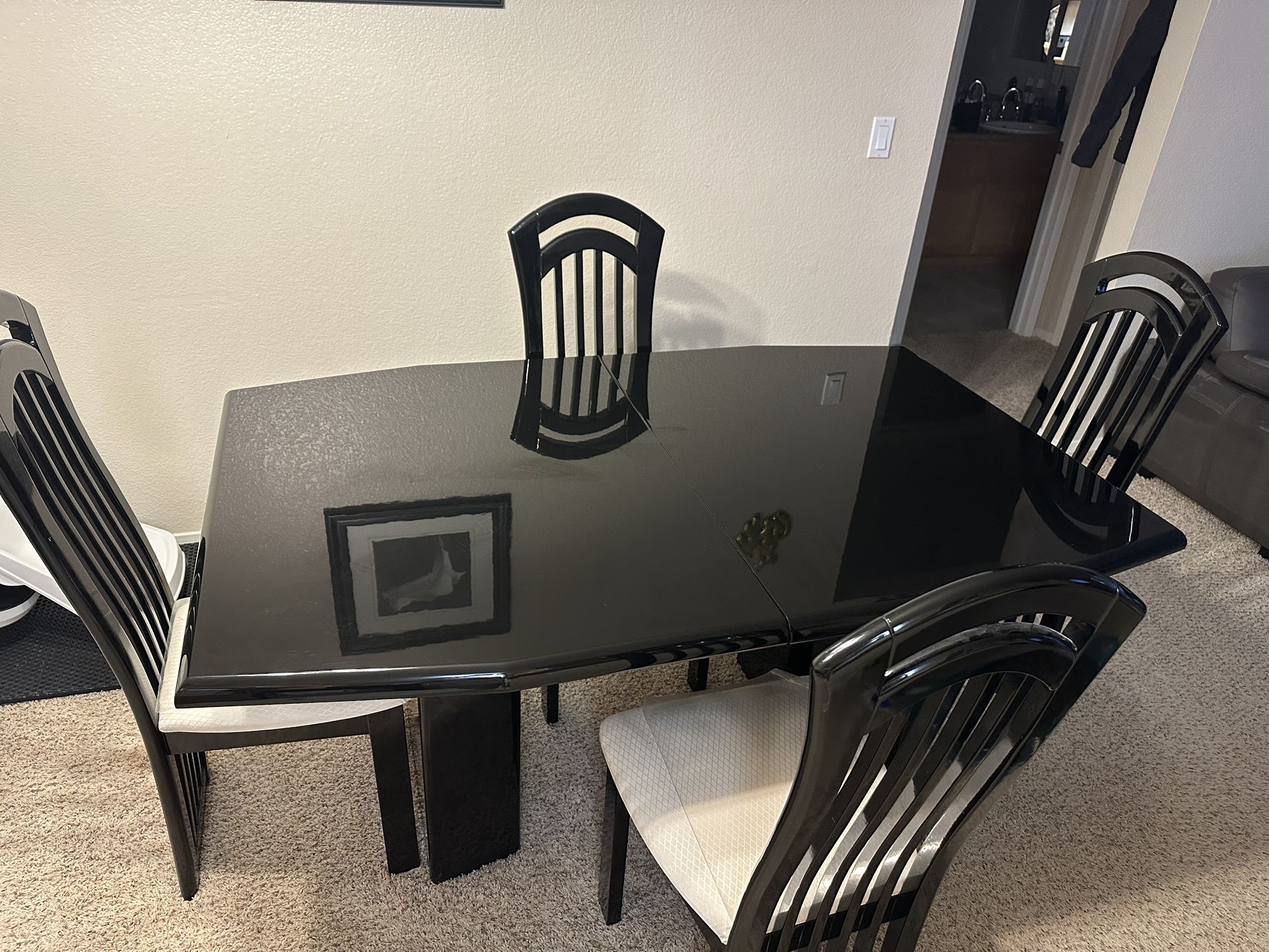 Black Dining Table + 6 Chairs