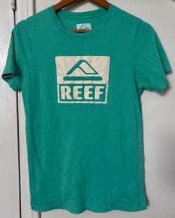 REEF Men's Unisex Wellie Too Short Sleeve T Shirt Small Beautiful Ocean Green