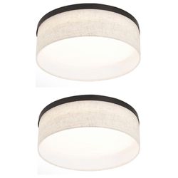 Set of 2 Flush Mount Ceiling Light Fixture with White Fabric Shade