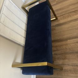 Luxury Navy Velvet Accent Chair w/ Gold Frame – Modern, Under 1 Year Old