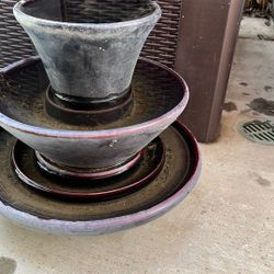 3 Tier Ceramic Outdoor Fountain / Decorative Planter Fountain 
