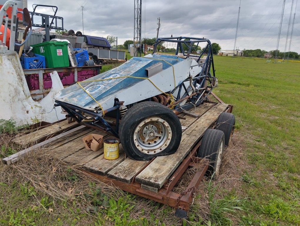 Dirt Track Race Car And Trailer 