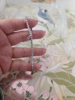New Sterling Silver And Diamond Bracelet 6" Price Was $150 AVAILABLE