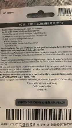 Tracfone 120 Minutes phone card