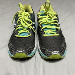 Asics Gel-Nimbus 18 Gray/Green Athletic Running Shoes T650N 