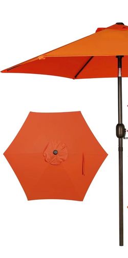 7.5 ft Patio Umbrella with Push Button Tilt Crank - Orange