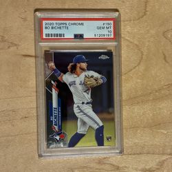 2020 Topps Chrome Baseball Card Bo Bichette PSA 10 $25